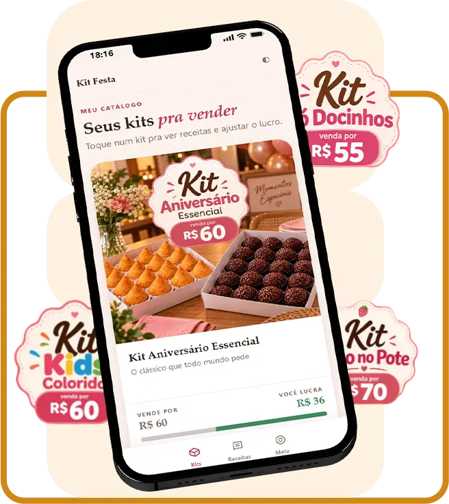 Lista dos kits dentro do aplicativo
