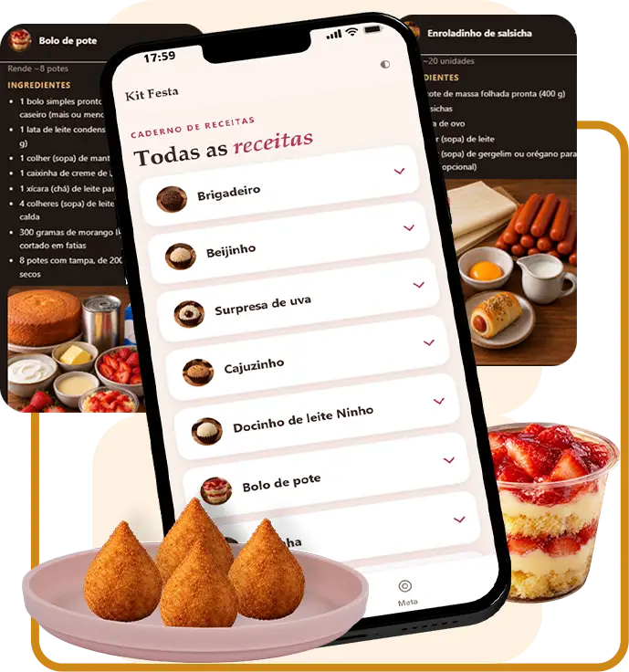Caderno de receitas do aplicativo